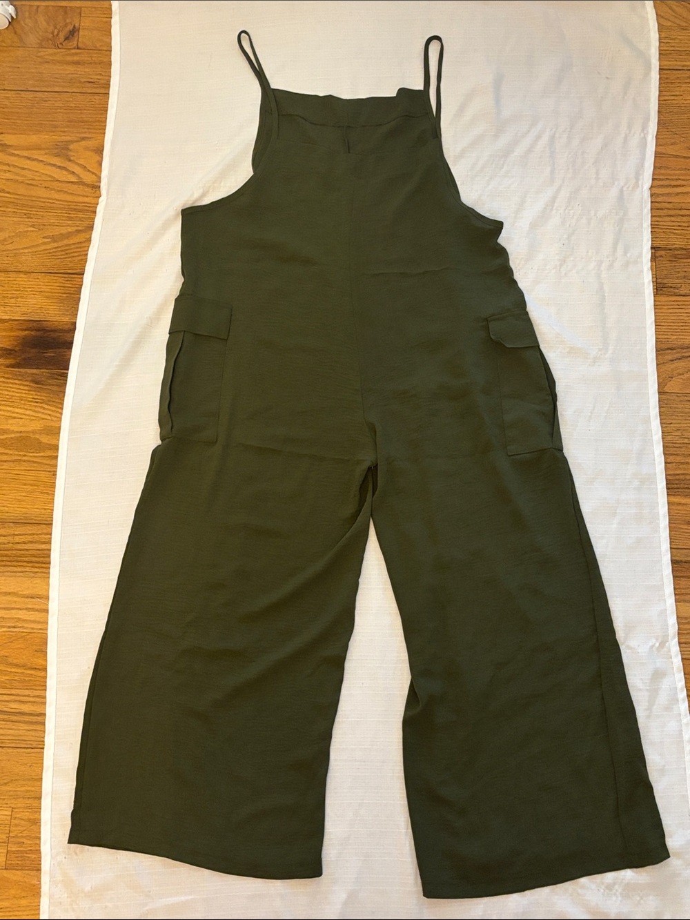 Olive Green Wide-Leg Cargo Jumpsuit